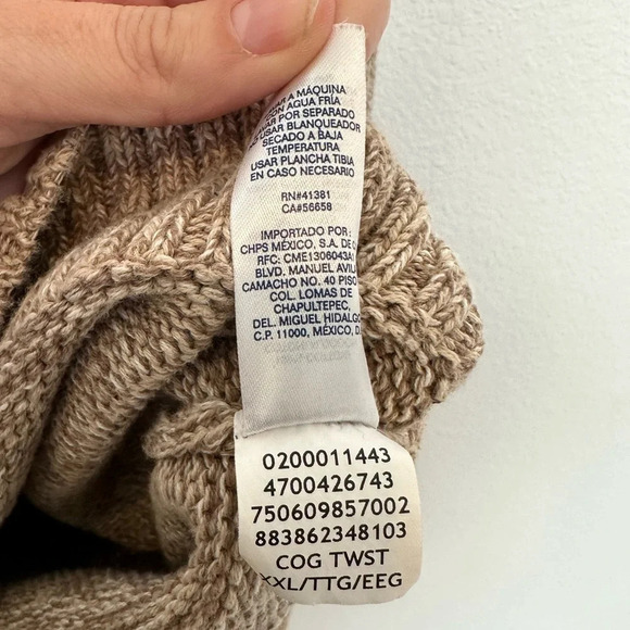 Chaps 100%‎ Cotton Tan Sweater with elbow patches Size XXL - Picture 7 of 12